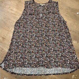 LOFT Floral Sleeveless Blouse - Black and Multi